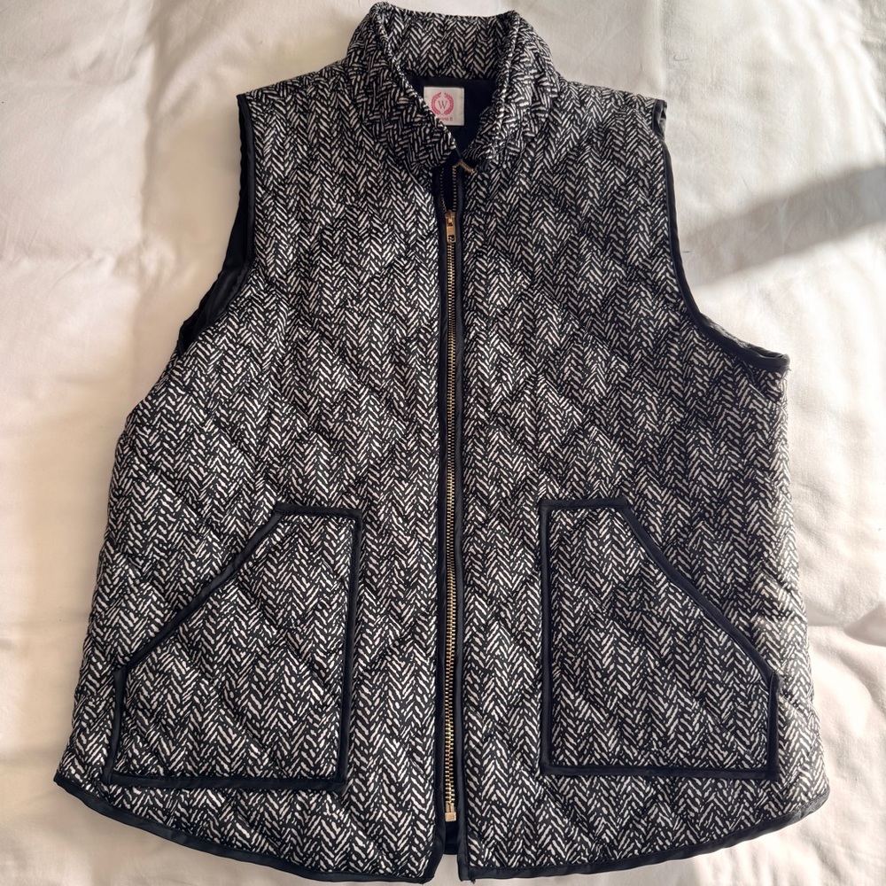 Quilted Herringbone Vest - Black & White